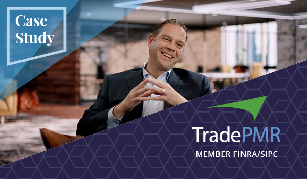 Blog card featuring Brian Bischoff, financial advisor, sitting in office with case study and TradePMR logo.