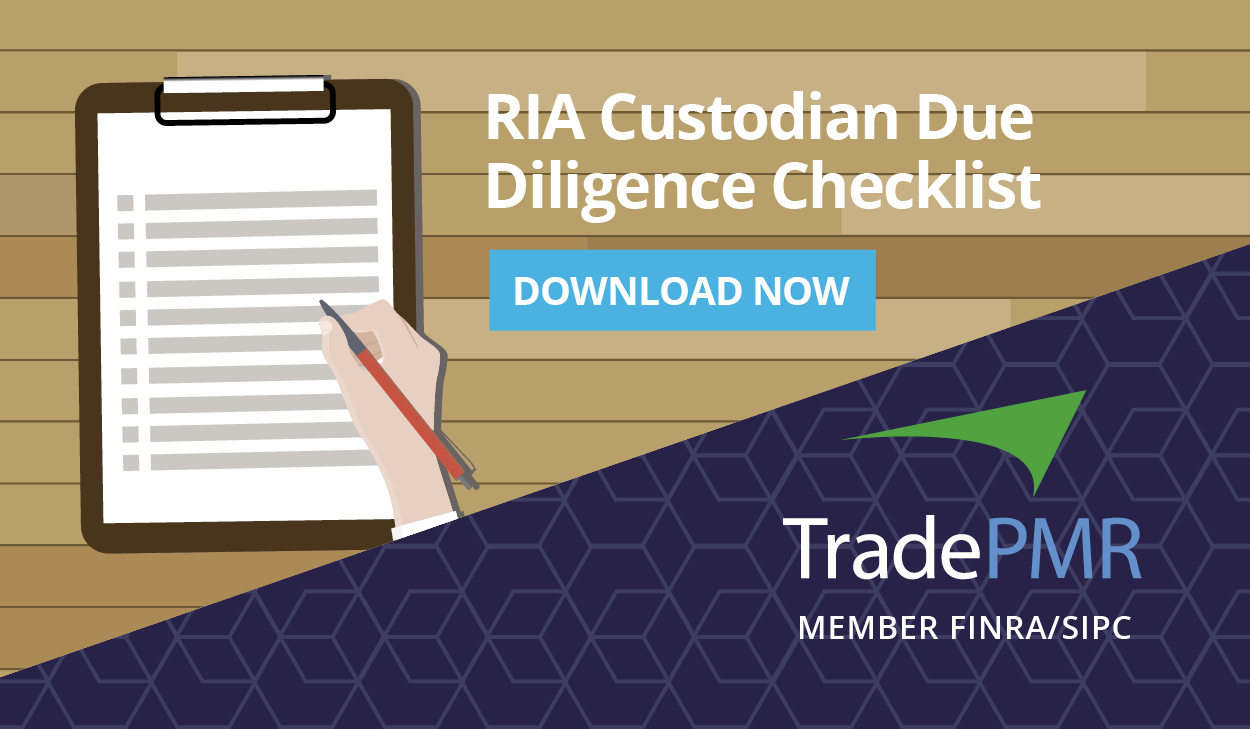 RIA Custodian due diligence checklist. Download now. TradePMR logo.