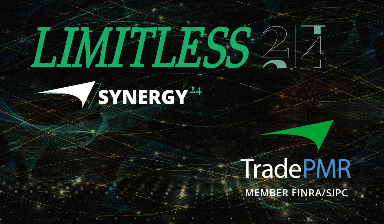 SYNERGY24 Limitless RIA conference logo and TradePMR custody services provider logo